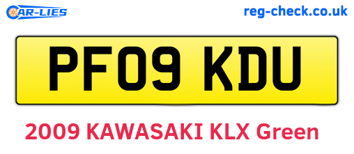 PF09KDU are the vehicle registration plates.