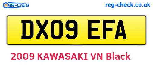 DX09EFA are the vehicle registration plates.