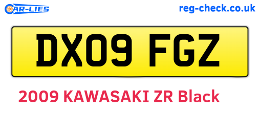 DX09FGZ are the vehicle registration plates.