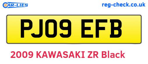 PJ09EFB are the vehicle registration plates.