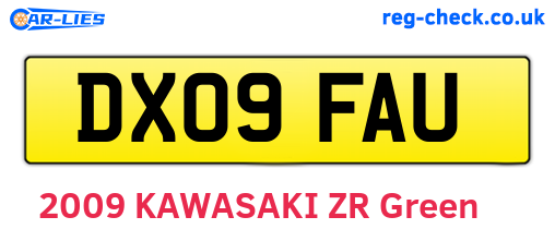 DX09FAU are the vehicle registration plates.