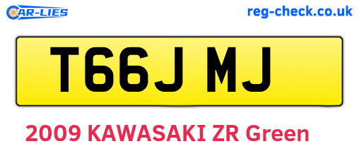 T66JMJ are the vehicle registration plates.