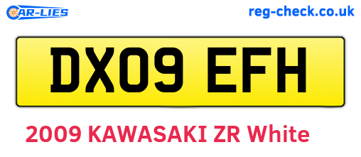 DX09EFH are the vehicle registration plates.
