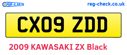 CX09ZDD are the vehicle registration plates.