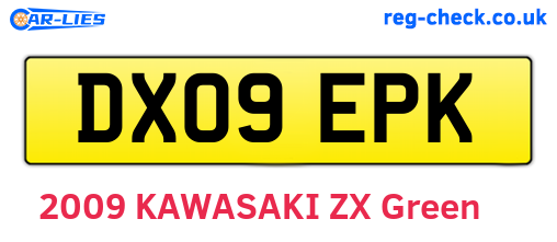 DX09EPK are the vehicle registration plates.