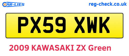 PX59XWK are the vehicle registration plates.