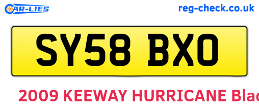 SY58BXO are the vehicle registration plates.