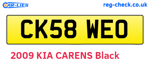 CK58WEO are the vehicle registration plates.