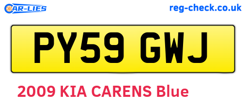 PY59GWJ are the vehicle registration plates.