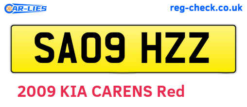 SA09HZZ are the vehicle registration plates.