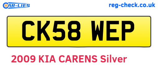 CK58WEP are the vehicle registration plates.