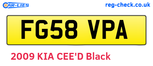 FG58VPA are the vehicle registration plates.