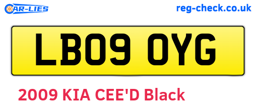 LB09OYG are the vehicle registration plates.