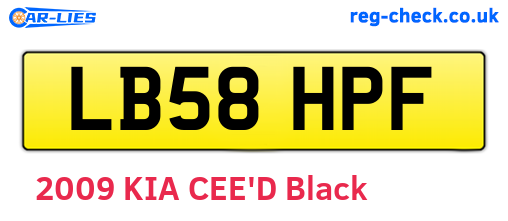 LB58HPF are the vehicle registration plates.