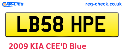 LB58HPE are the vehicle registration plates.
