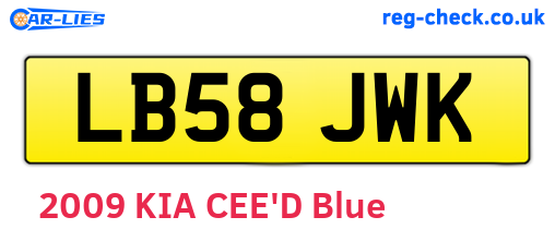 LB58JWK are the vehicle registration plates.
