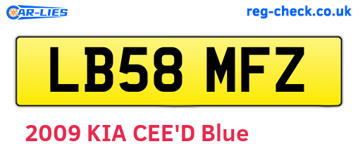 LB58MFZ are the vehicle registration plates.