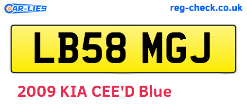 LB58MGJ are the vehicle registration plates.