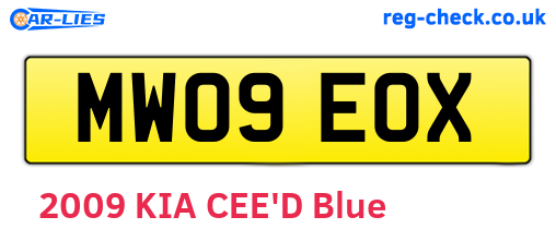 MW09EOX are the vehicle registration plates.