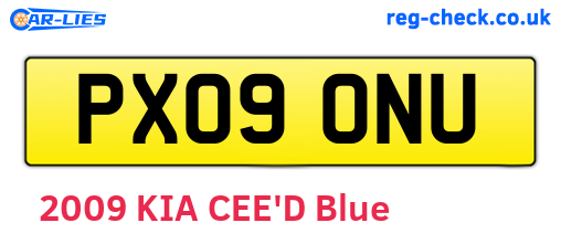 PX09ONU are the vehicle registration plates.