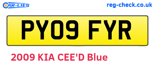 PY09FYR are the vehicle registration plates.
