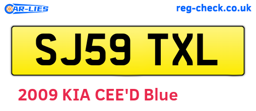 SJ59TXL are the vehicle registration plates.