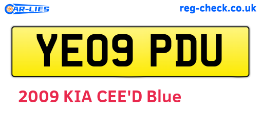 YE09PDU are the vehicle registration plates.