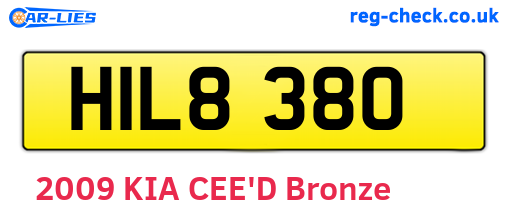 HIL8380 are the vehicle registration plates.