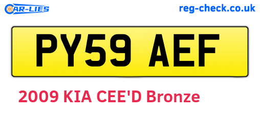 PY59AEF are the vehicle registration plates.