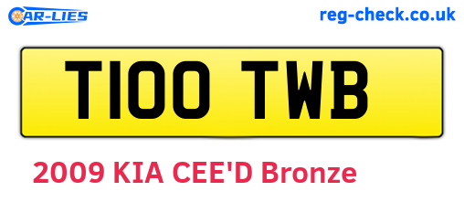T100TWB are the vehicle registration plates.