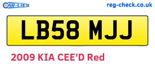 LB58MJJ are the vehicle registration plates.