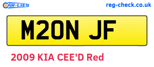 M20NJF are the vehicle registration plates.