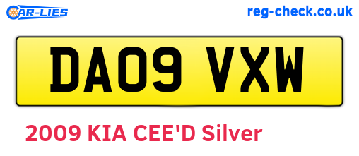 DA09VXW are the vehicle registration plates.