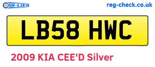 LB58HWC are the vehicle registration plates.