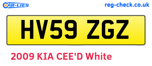 HV59ZGZ are the vehicle registration plates.