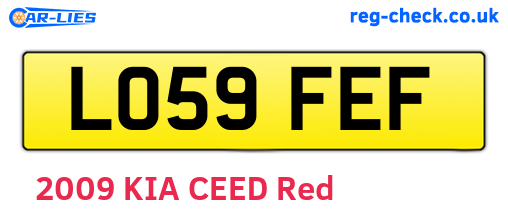 LO59FEF are the vehicle registration plates.