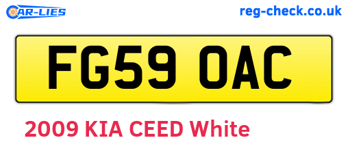 FG59OAC are the vehicle registration plates.