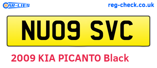 NU09SVC are the vehicle registration plates.