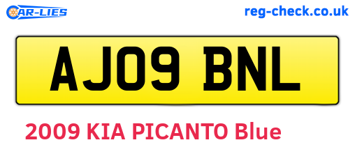 AJ09BNL are the vehicle registration plates.