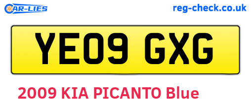 YE09GXG are the vehicle registration plates.
