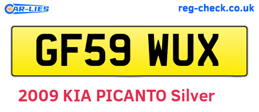 GF59WUX are the vehicle registration plates.