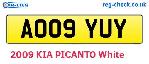 AO09YUY are the vehicle registration plates.