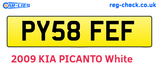 PY58FEF are the vehicle registration plates.
