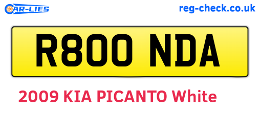 R800NDA are the vehicle registration plates.