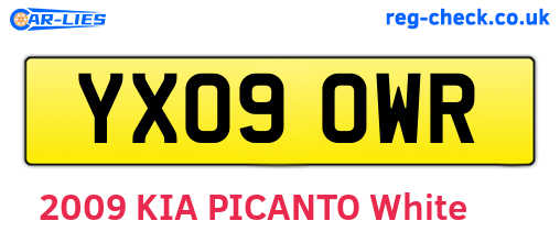 YX09OWR are the vehicle registration plates.
