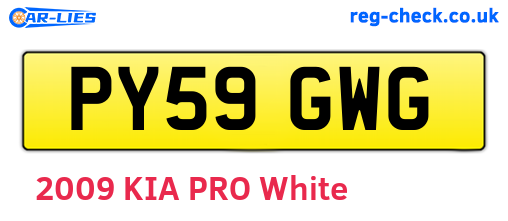 PY59GWG are the vehicle registration plates.