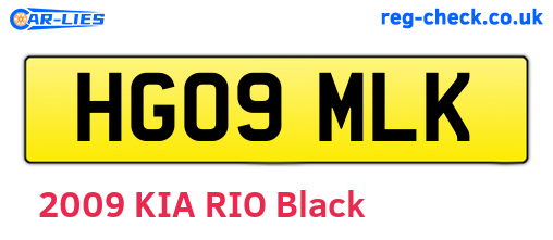 HG09MLK are the vehicle registration plates.