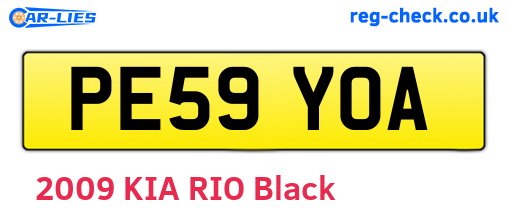 PE59YOA are the vehicle registration plates.
