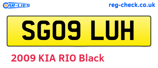 SG09LUH are the vehicle registration plates.