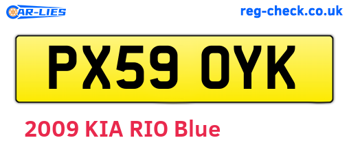 PX59OYK are the vehicle registration plates.